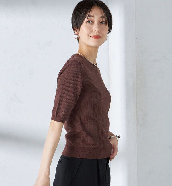 SHIPS for women「〈手洗い可能〉コットン ナイロン リブ ニット TEE」|ニット・セーター|