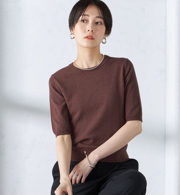 SHIPS for women「〈手洗い可能〉コットン ナイロン リブ ニット TEE」|ニット・セーター|