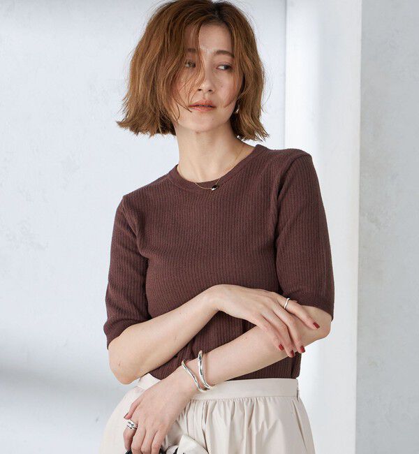 SHIPS for women「〈手洗い可能〉コットン ナイロン リブ ニット TEE」|ニット・セーター|