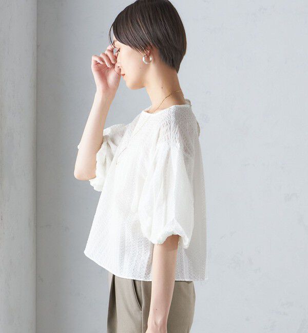 SHIPS for women「〈手洗い可能〉タック バルーン スリーブ 5分袖 ブラウス」|シャツ・ブラウス|