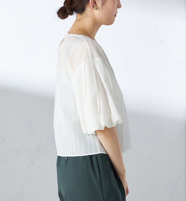 SHIPS for women「〈手洗い可能〉タック バルーン スリーブ 5分袖 ブラウス」|シャツ・ブラウス|