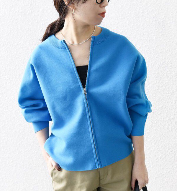 SHIPS any「SHIPS any:〈手洗い可能〉ドルマン ジップ ブルゾン カーディガン」|カーディガン|ロイヤルブルー