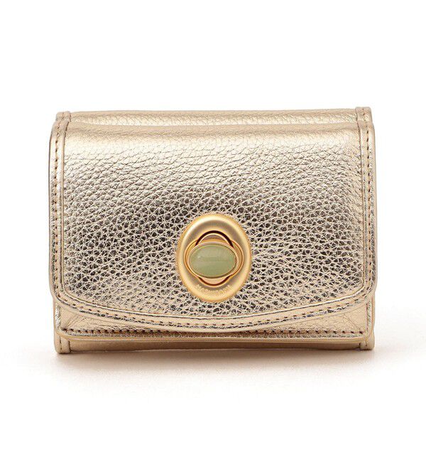 SHIPS any「HASHIBAMI: 天然石 三つ折り ミニ ウォレット 25SS」|財布|ゴールド