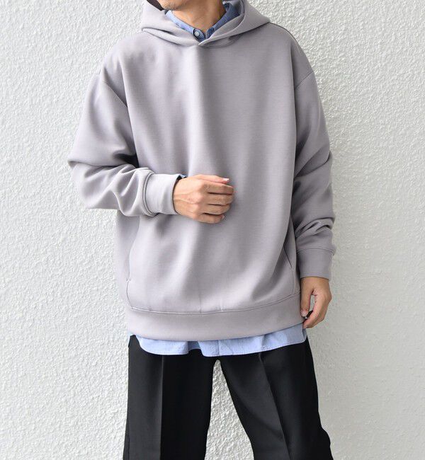 SHIPS any「SHIPS any: カラー ダンボール スナップ プルオーバー パーカー 25AW◇」|パーカー|グレー