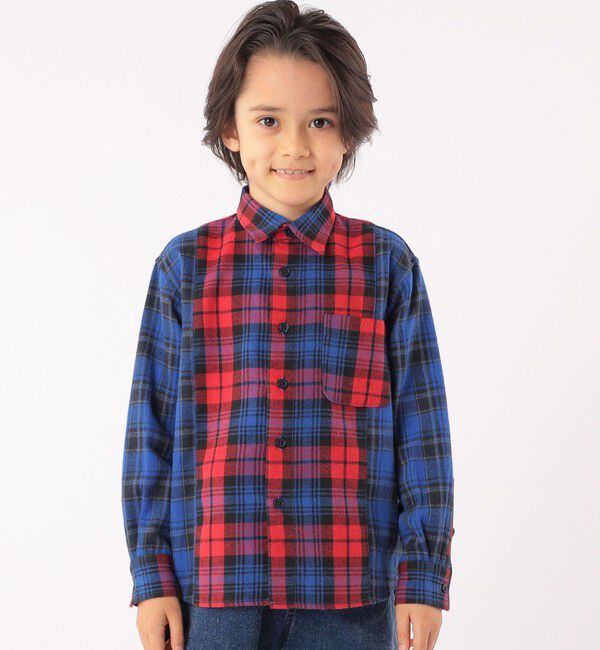 SHIPS KIDS「SHIPS KIDS:100～130cm / チェック パターン シャツ」|シャツ・ブラウス|レッド系