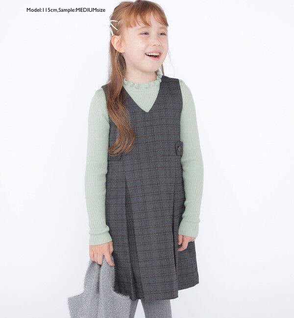SHIPS KIDS「SHIPS KIDS:100～125cm /〈手洗い可能〉リブ フリル タートルネック ニット」|ニット・セーター|