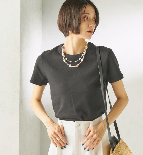 SHIPS for women「《一部追加予約》オーガニック コットン スムース TEE」|Tシャツ・カットソー|ブラック