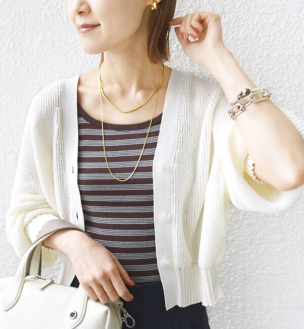 SHIPS for women「〈手洗い可能〉ペーパー ポリエステル Vネック カーディガン」|カーディガン|オフホワイト