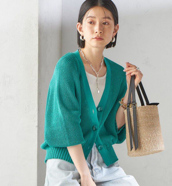 SHIPS for women「〈手洗い可能〉ペーパー ポリエステル Vネック カーディガン」|カーディガン|