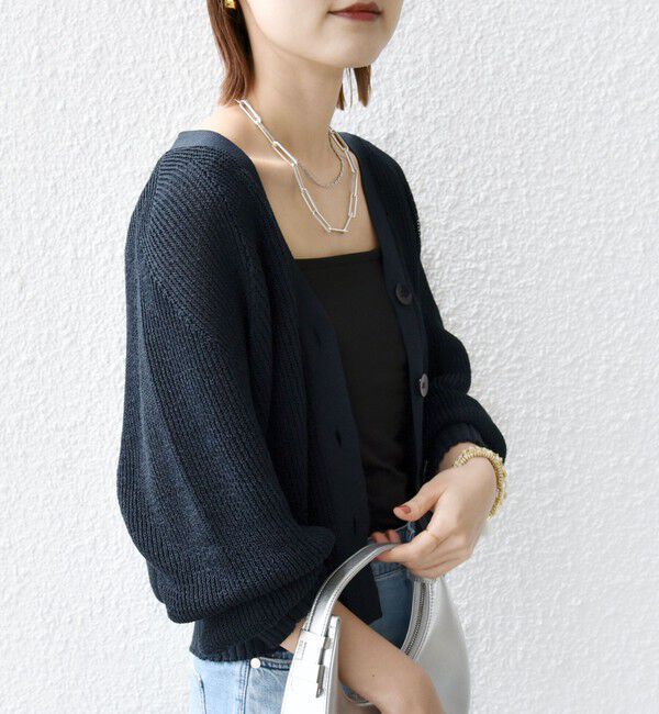 SHIPS for women「〈手洗い可能〉ペーパー ポリエステル Vネック カーディガン」|カーディガン|