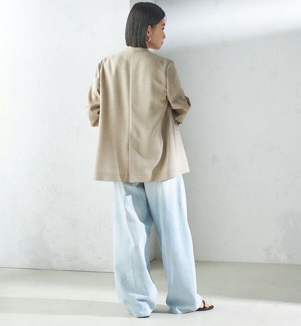 SHIPS for women「〈手洗い可能〉Asami 麻調合繊 カラーレス ジャケット」|ノーカラージャケット|