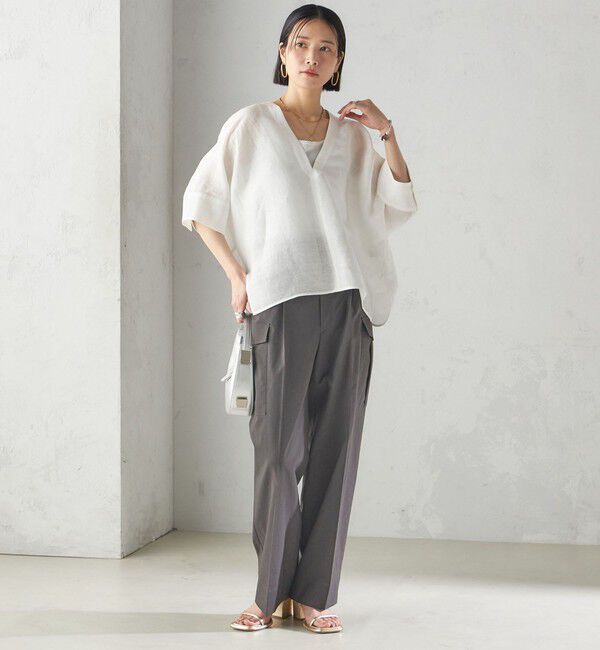 SHIPS for women「【一部WEB限定】〈手洗い可能〉IMPERIAL LINEN スキッパー ブラウス」|シャツ・ブラウス|