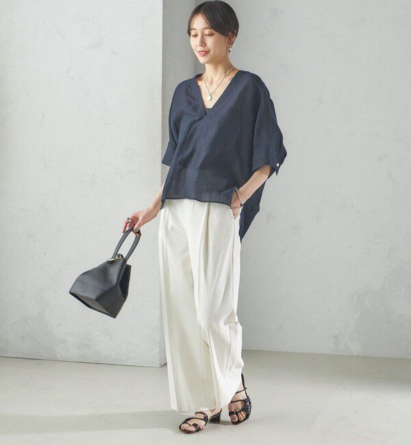 SHIPS for women「【一部WEB限定】〈手洗い可能〉IMPERIAL LINEN スキッパー ブラウス」|シャツ・ブラウス|