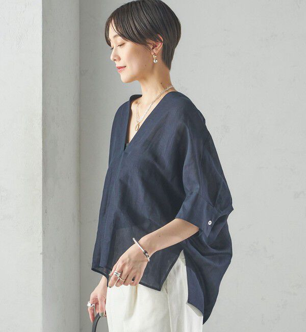 SHIPS for women「【一部WEB限定】〈手洗い可能〉IMPERIAL LINEN スキッパー ブラウス」|シャツ・ブラウス|