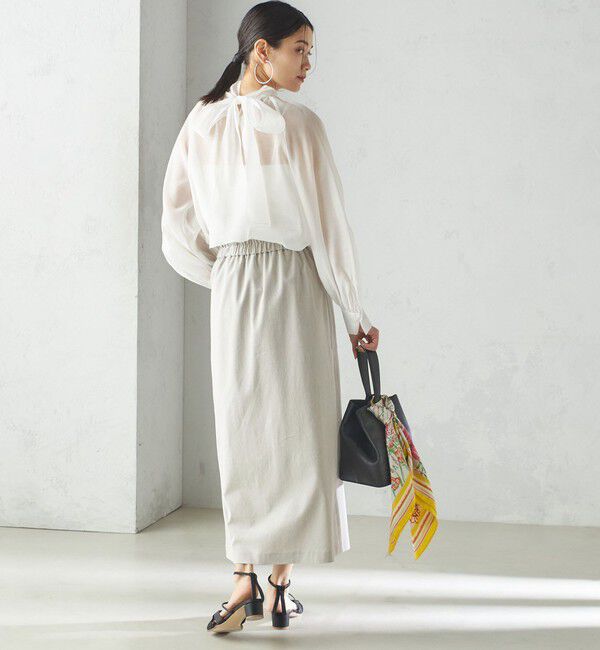 SHIPS for women「〈手洗い可能〉麻混 ストレッチ ドロスト Aライン スカート」|台形|