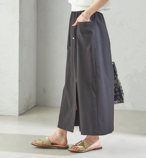 SHIPS for women「〈手洗い可能〉麻混 ストレッチ ドロスト Aライン スカート」|台形|