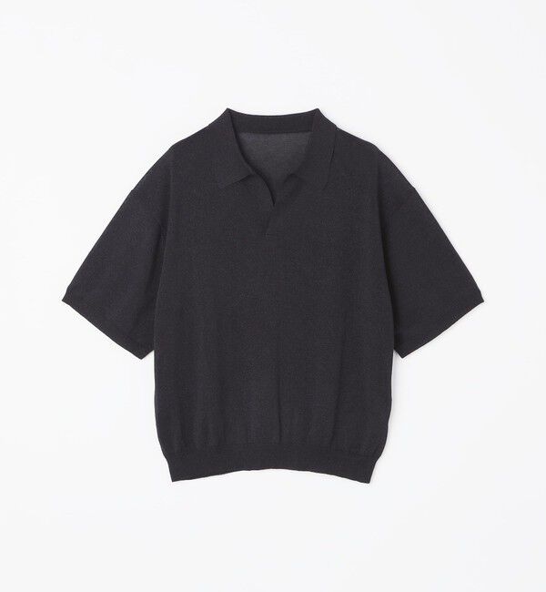 SHIPS「【City Ambient Products別注】crepuscule: JAPAN PAPER SKIPPER ニットポロ」|ポロシャツ|ブラック