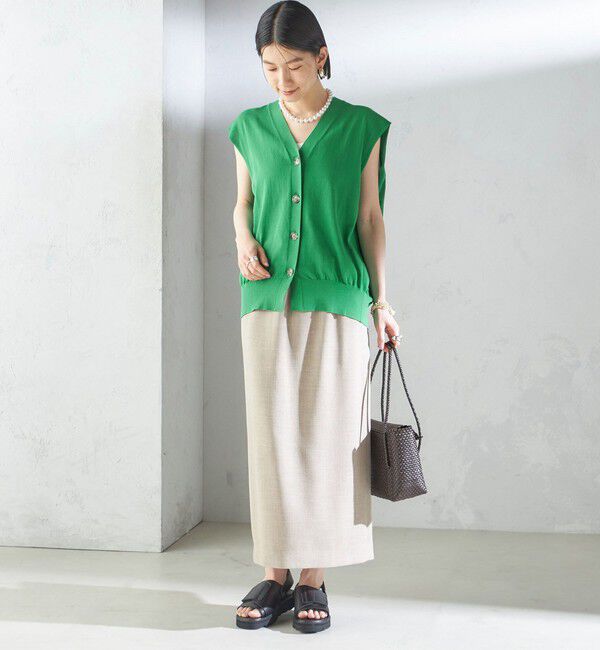 SHIPS for women「〈接触冷感 / 手洗い可能〉アイスコットン フレンチ スリーブ ジレ カーディガン」|ベスト・ジレ|