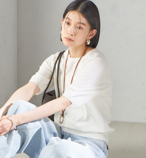 SHIPS for women「〈接触冷感 / 手洗い可能〉アイスコットン ショート スリーブ プルオーバー」|ニット・セーター|