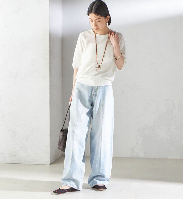 SHIPS for women「〈接触冷感 / 手洗い可能〉アイスコットン ショート スリーブ プルオーバー」|ニット・セーター|