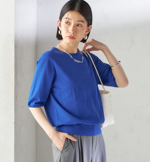 SHIPS for women「〈接触冷感 / 手洗い可能〉アイスコットン ショート スリーブ プルオーバー」|ニット・セーター|