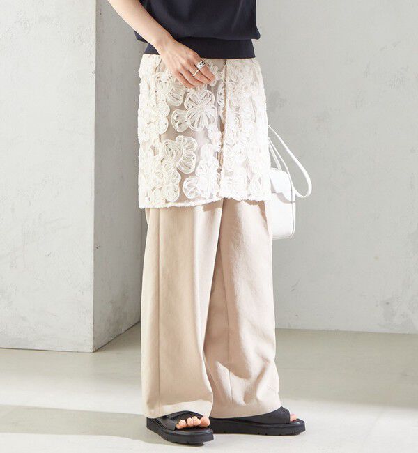 SHIPS for women「《予約》〈手洗い可能〉フラワー 刺繍 チュール ラップ スカート」|スカート|