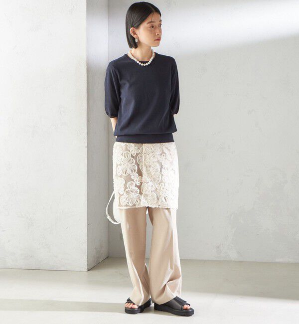 SHIPS for women「《予約》〈手洗い可能〉フラワー 刺繍 チュール ラップ スカート」|スカート|