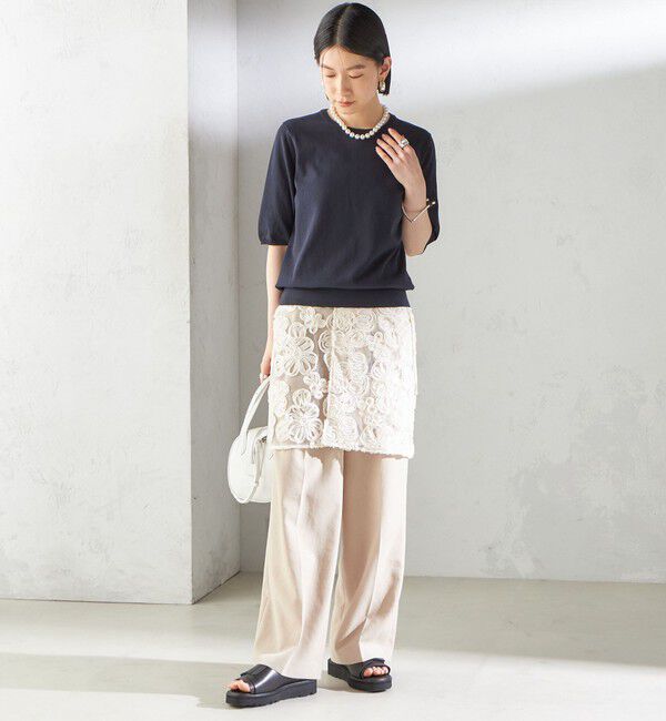 SHIPS for women「《予約》〈手洗い可能〉フラワー 刺繍 チュール ラップ スカート」|スカート|