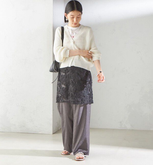 SHIPS for women「《予約》〈手洗い可能〉フラワー 刺繍 チュール ラップ スカート」|スカート|