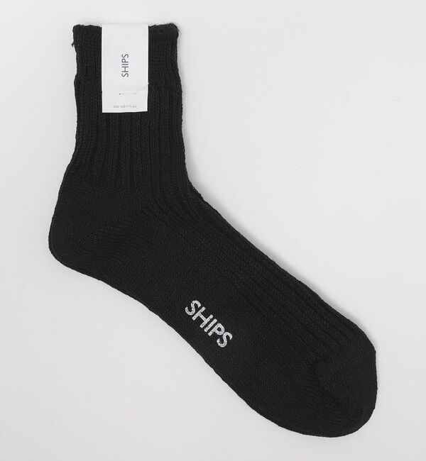 SHIPS「SHIPS: ローゲージ リネン クオーター ソックス」|ソックス|ブラック