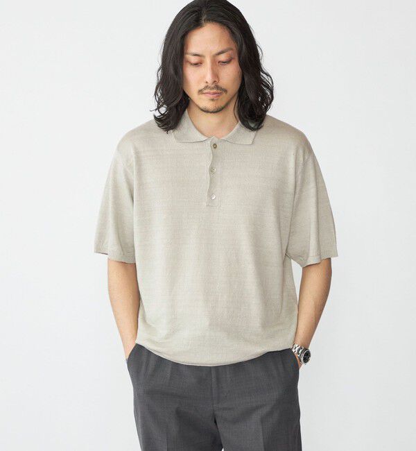 SHIPS「SHIPS:〈手洗い可能〉12ゲージ イタリー リネン ニット ポロ ショートスリーブ」|ポロシャツ|