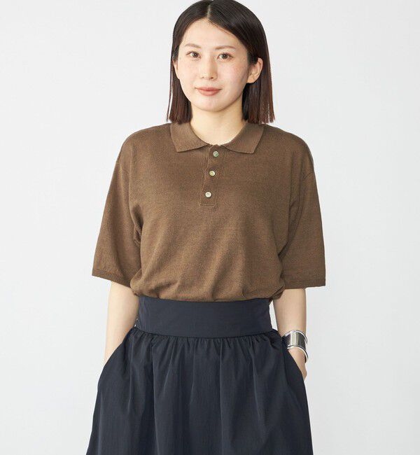 SHIPS「SHIPS:〈手洗い可能〉12ゲージ イタリー リネン ニット ポロ ショートスリーブ」|ポロシャツ|