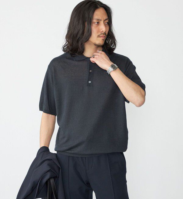 SHIPS「SHIPS:〈手洗い可能〉12ゲージ イタリー リネン ニット ポロ ショートスリーブ」|ポロシャツ|