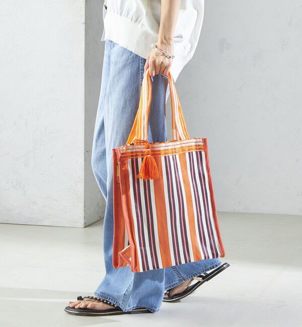 SHIPS for women「Arawali:メッシュ &times; ブロック プリント バッグ」|トートバッグ|