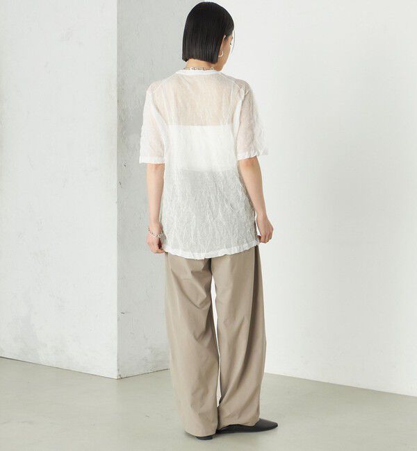 SHIPS for women「《予約》Wai＋:〈手洗い可能〉クリンクル シアー ショート スリーブ プルオーバー」|ニット・セーター|