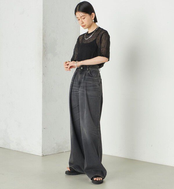 SHIPS for women「《予約》Wai＋:〈手洗い可能〉クリンクル シアー ショート スリーブ プルオーバー」|ニット・セーター|