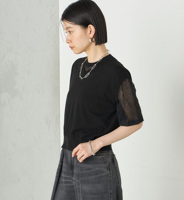 SHIPS for women「《予約》Wai＋:〈手洗い可能〉クリンクル シアー ショート スリーブ プルオーバー」|ニット・セーター|