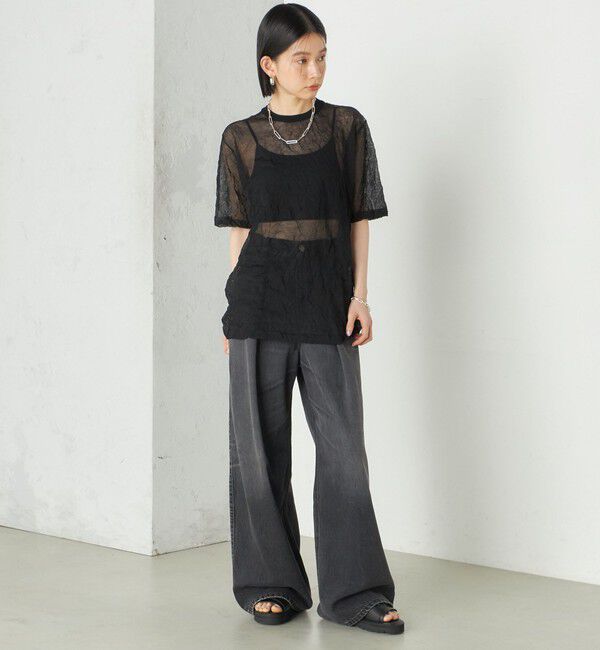 SHIPS for women「《予約》Wai＋:〈手洗い可能〉クリンクル シアー ショート スリーブ プルオーバー」|ニット・セーター|