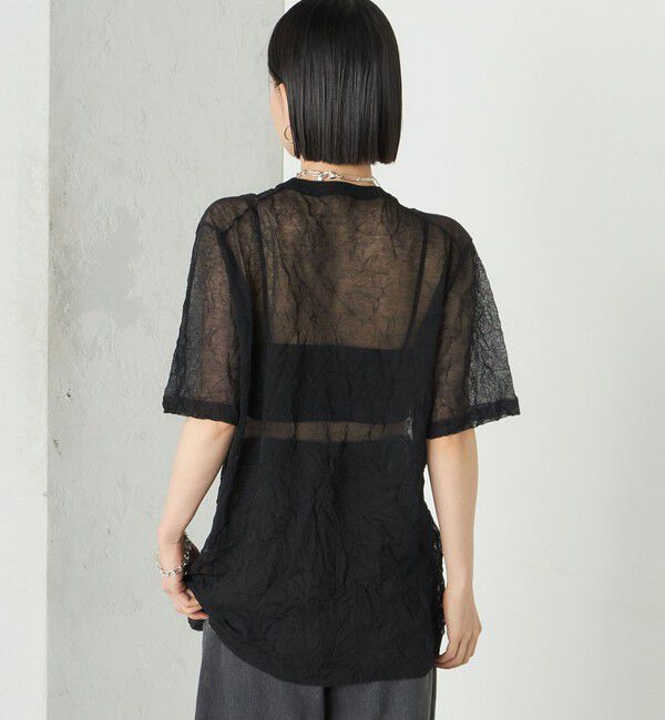 SHIPS for women「《予約》Wai＋:〈手洗い可能〉クリンクル シアー ショート スリーブ プルオーバー」|ニット・セーター|