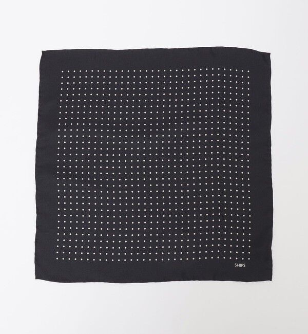 SHIPS「SHIPS: シルク チーフ ドット/コモン」|バンダナ・スカーフ|ブラック