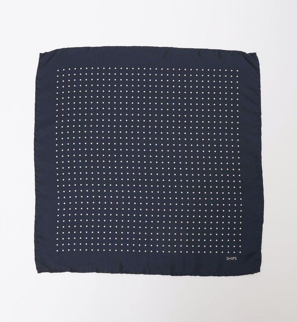 SHIPS「SHIPS: シルク チーフ ドット/コモン」|バンダナ・スカーフ|ダークブルー