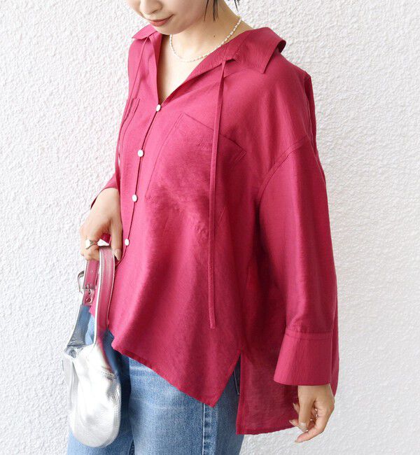 SHIPS for women「〈手洗い可能〉シアー シルク混 オープンカラー シャツ」|シャツ・ブラウス|