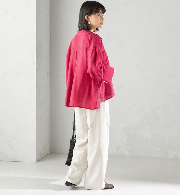 SHIPS for women「〈手洗い可能〉シアー シルク混 オープンカラー シャツ」|シャツ・ブラウス|