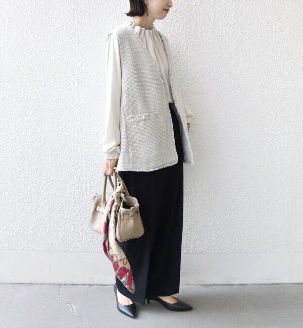 SHIPS for women「〈手洗い可能〉ダブル クロス セミ ワイド パンツ（セレモニー対応可）」|その他|