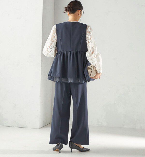 SHIPS for women「〈手洗い可能〉ダブル クロス セミ ワイド パンツ（セレモニー対応可）」|その他|