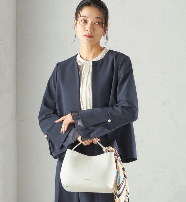 SHIPS for women「ダブル クロス 重ね袖 ノーカラー ジャケット（セレモニー対応可）」|ノーカラージャケット|