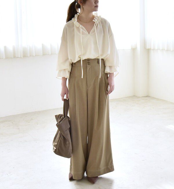 quaranciel「quaranciel:〈洗濯機可能〉ハイウエスト ワイド 2タック パンツ」|その他|