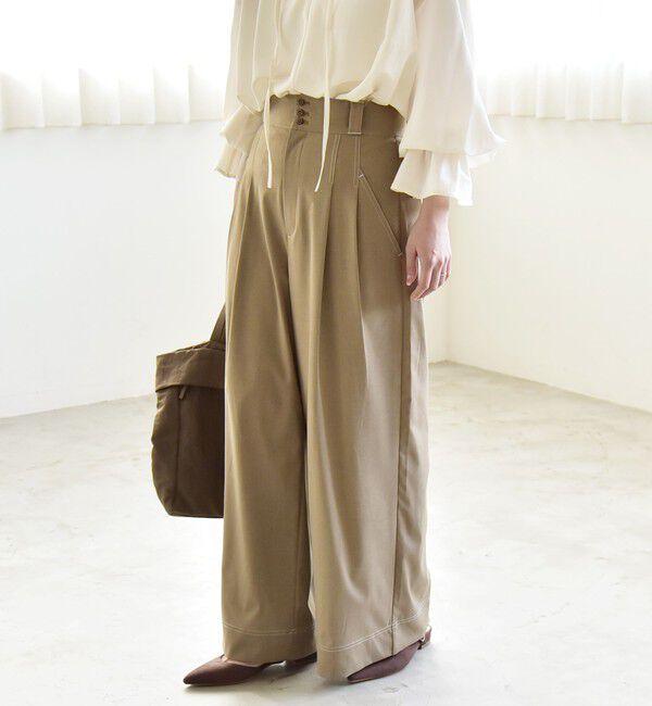 quaranciel「quaranciel:〈洗濯機可能〉ハイウエスト ワイド 2タック パンツ」|その他|