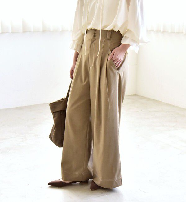 quaranciel「quaranciel:〈洗濯機可能〉ハイウエスト ワイド 2タック パンツ」|その他|