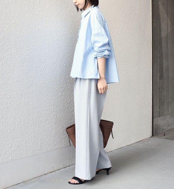 SHIPS Colors 「SHIPS Colors:〈手洗い可能〉カラー ストライプ クロップド シャツ」|シャツ・ブラウス|